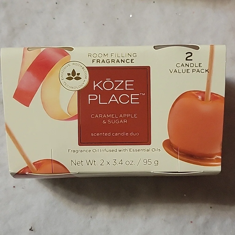 1 Koze Place Caramel Apple & Sugar Scented Candle Duo 2 X 3.4 Oz/95 g